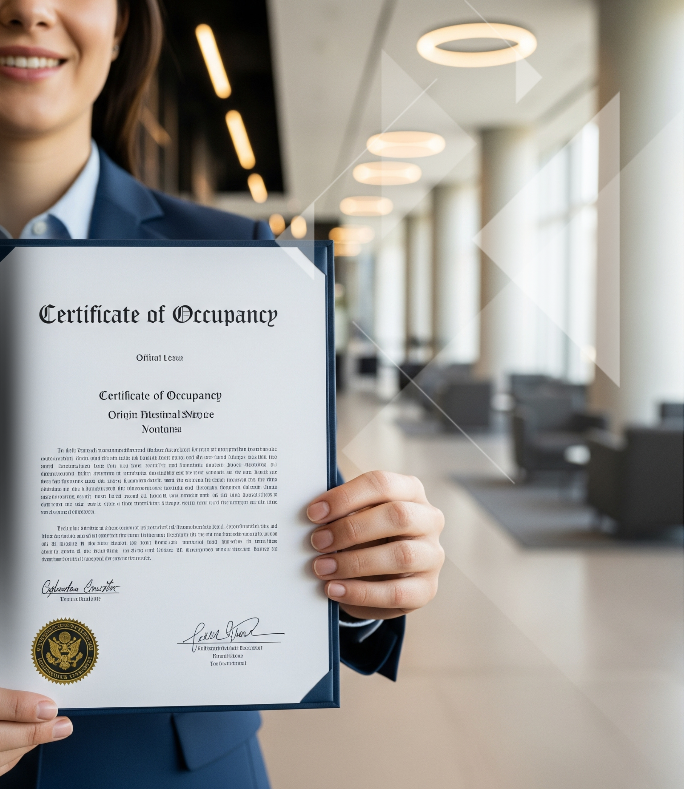 Close-up on a freshly issued Certificate of Occupancy