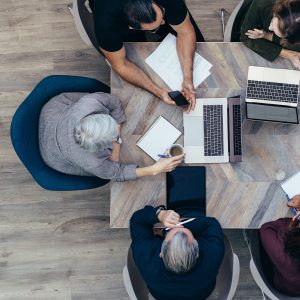 staff meeting in a business room